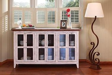 Greenview 6 Door Sideboard - Distressed White - 73" - Crafters and Weavers