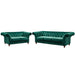 Peyton Sloped Arm Chesterfield Love Seat - Green Velvet - Crafters and Weavers