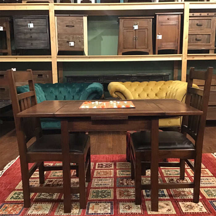 Mission Oak Kitchen Table with 2 Leaves - Dark Brown - Crafters and Weavers