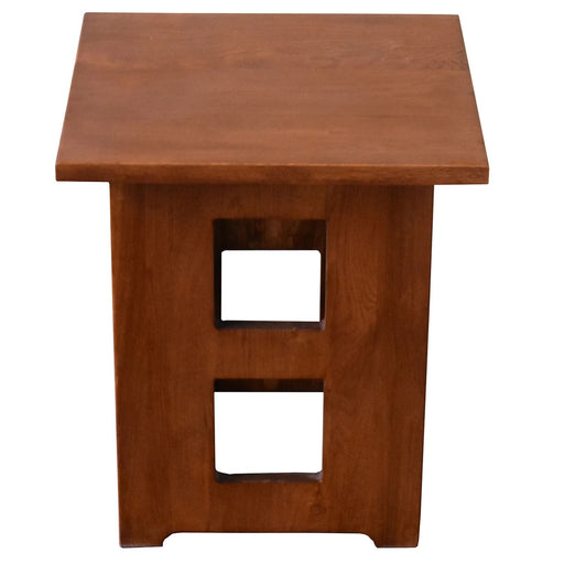 Mission Solid Oak Square End Table with Cut Outs - Michael's Cherry (MC1) - Crafters and Weavers