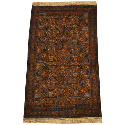 Tribal Afghan Oriental Rug 4'0" x 7'2" - Crafters and Weavers