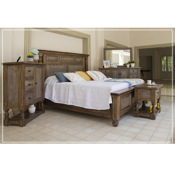 Charlie Solid Pine Wood Rustic Bed with Headboard