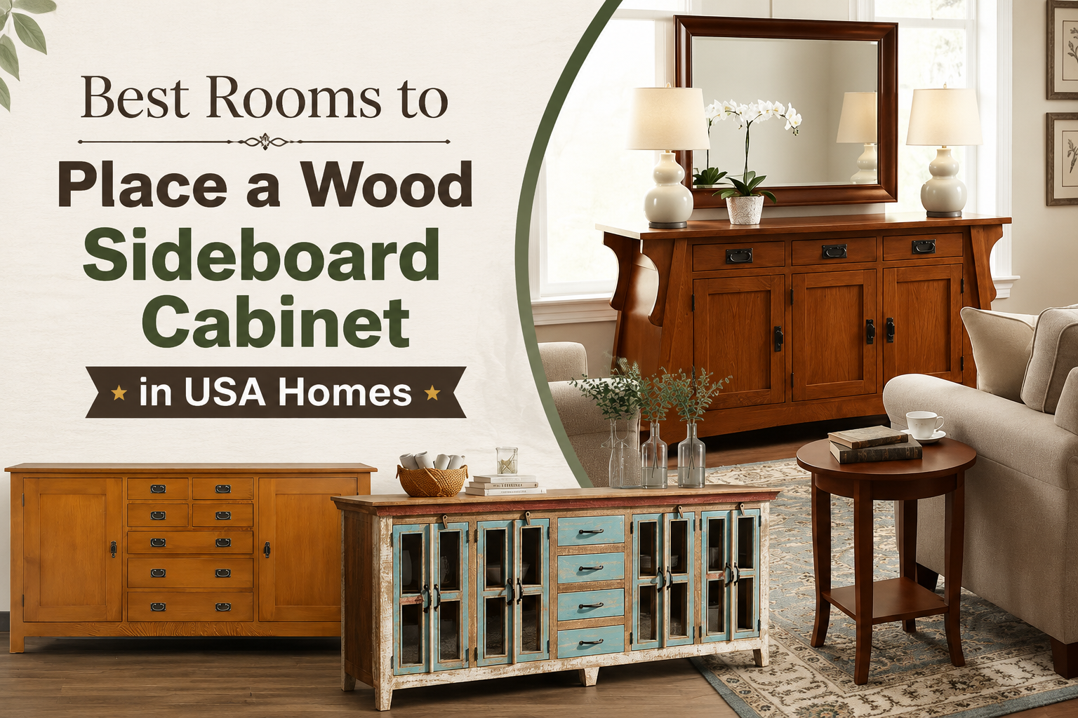 Best Rooms to Place a Wood Sideboard Cabinet in USA Homes
