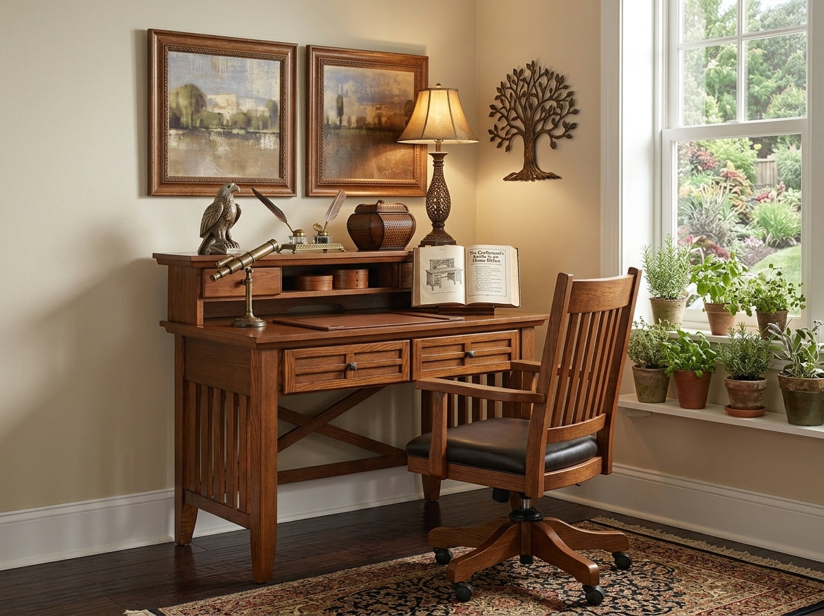 Mission Style Office Chair and Desk Set and Home Office Guide