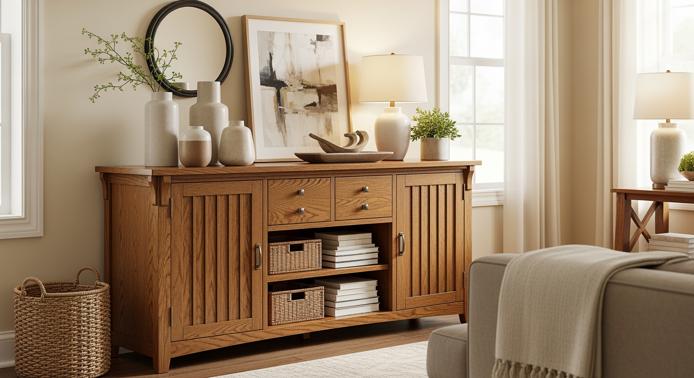 How to Style a Mission Sideboard for Seasonal Décor in the USA