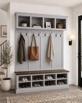 Solid Oak Hall Tree with Shoe Storage and Entryway Furniture Guide