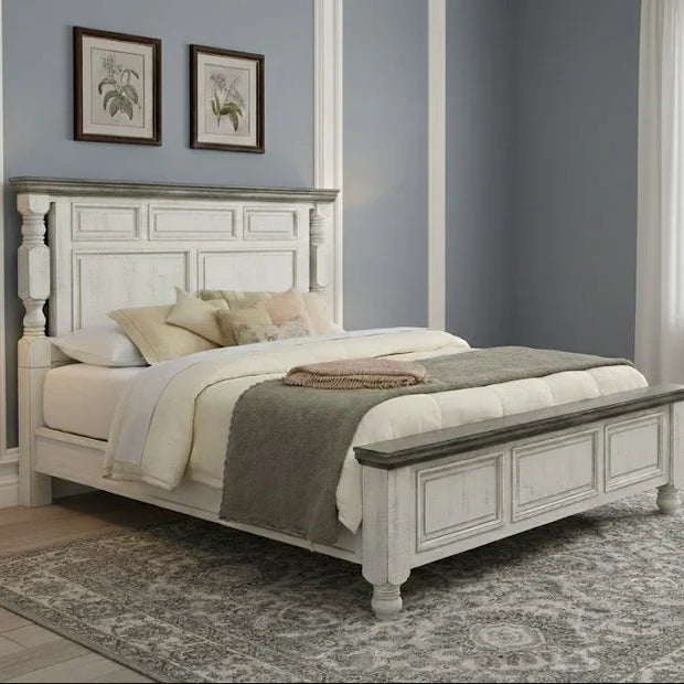 Brighten Your Space with Rustic Elegance: The Stonegate Bed Frame in Distressed White
