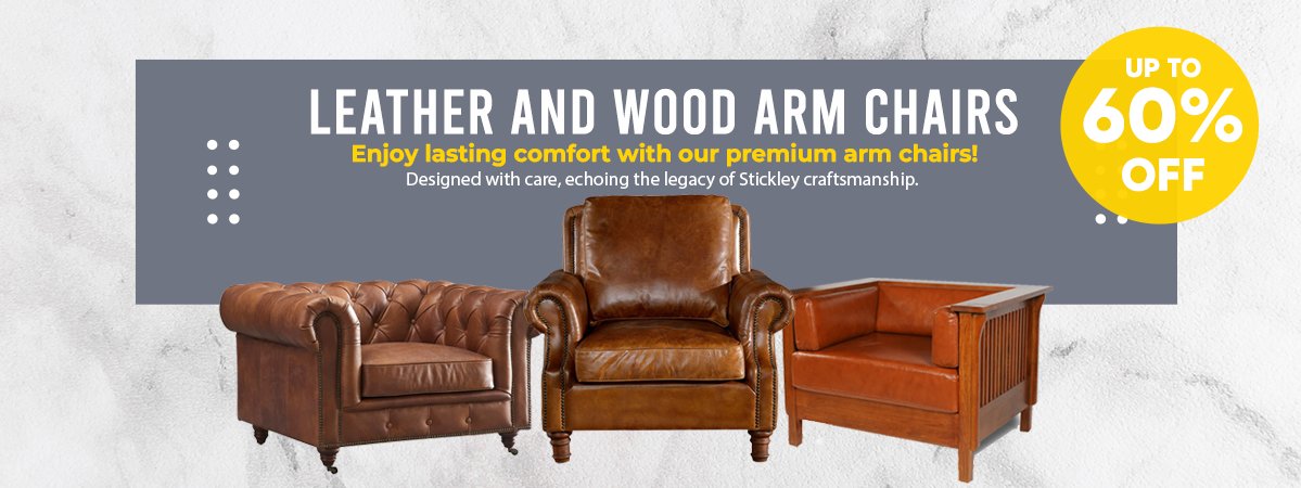 Leather and Wood Arm Chairs