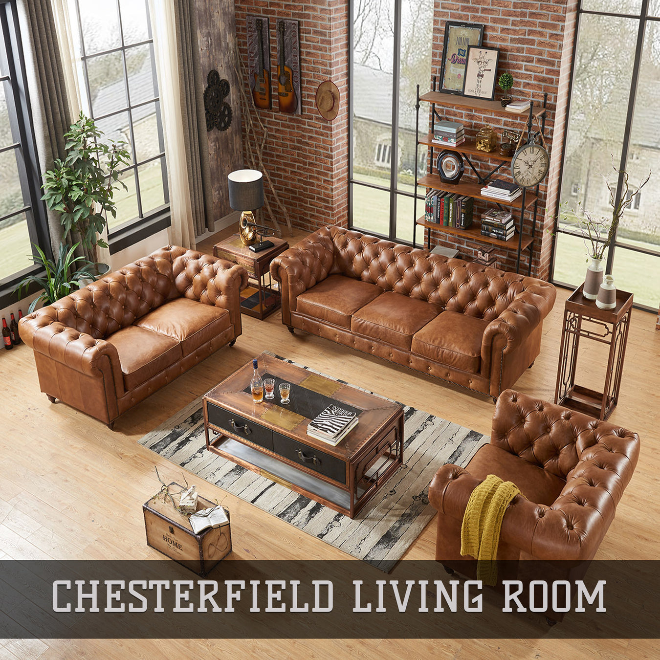 Century Chesterfield Leather Sofas, Love Seats, Arm Chairs