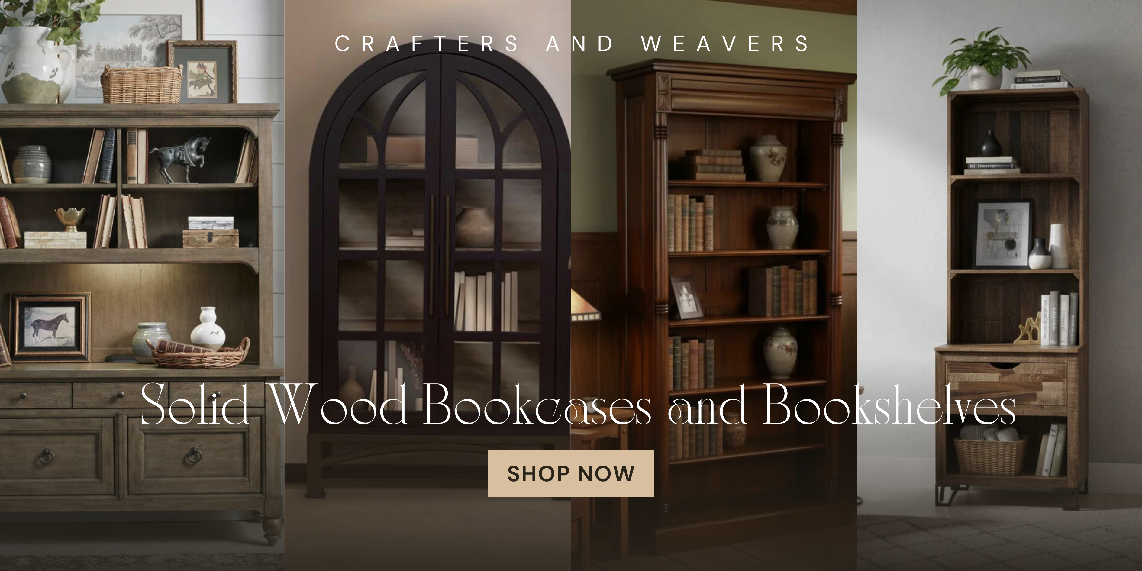 Shop Solid Wood Bookcases and Bookshelves | Crafters and Weavers