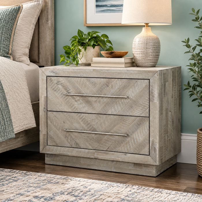 Carlyle Herringbone 2 Drawer Nightstand