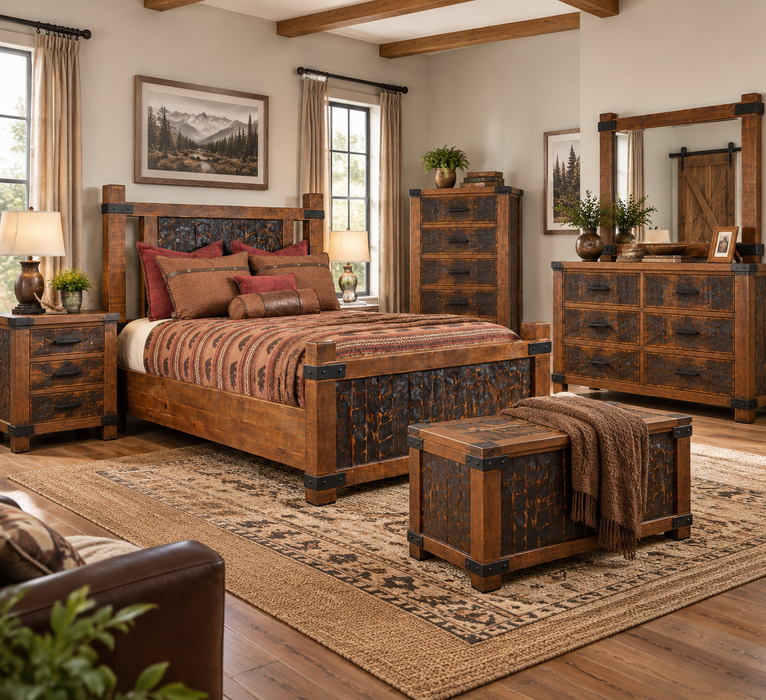 Marrone Rustic Modern Bed Frame - Queen Size