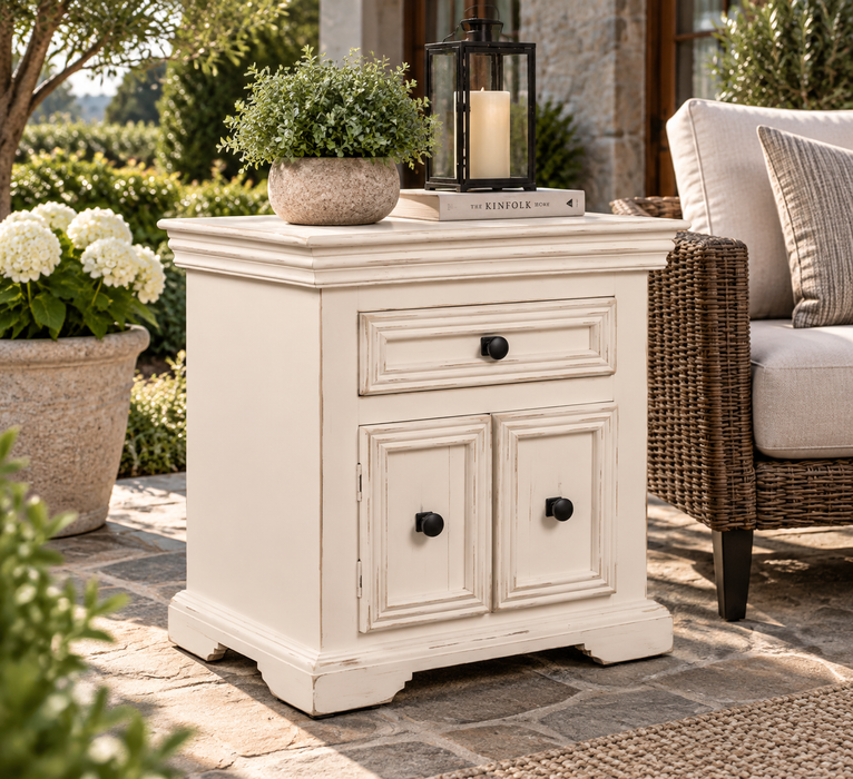 Alba Cotton White Nightstand