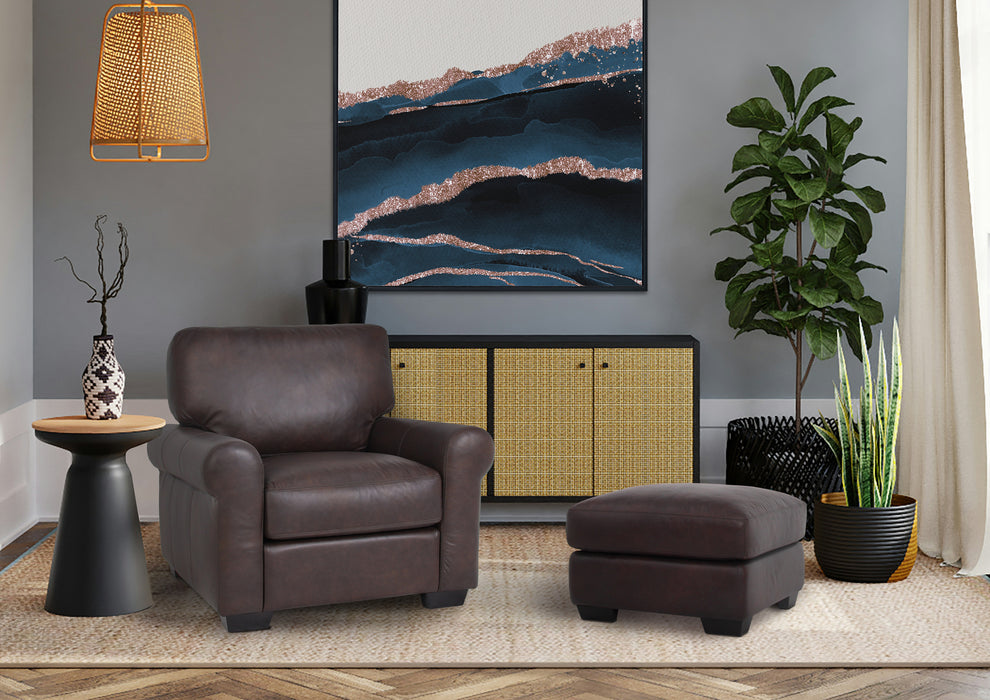 Florentine Leather Arm Chair Tan - Dark Brown