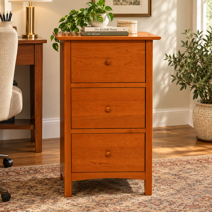 Heritage Cherry Solid Wood 3-Drawer File Cabinet