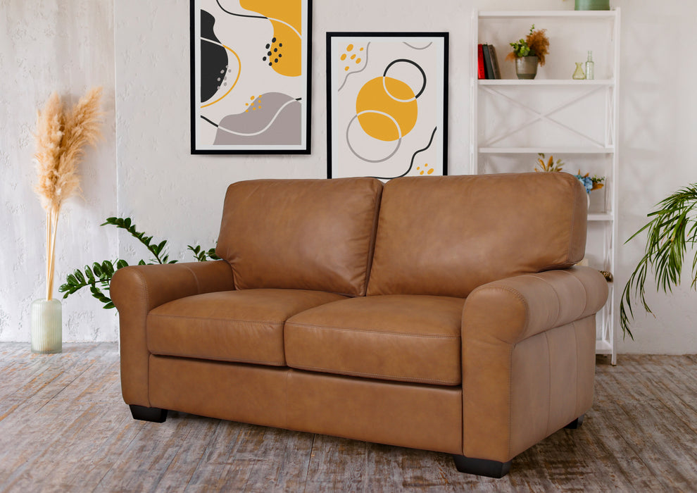 Florentine Top Grain Leather Love Seat - Tan