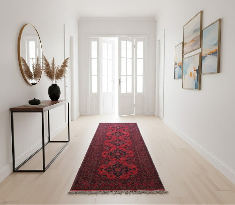 Terkaman Tribal Afghan Oriental Rug, size 2' 9" x 9' 7"  (C)