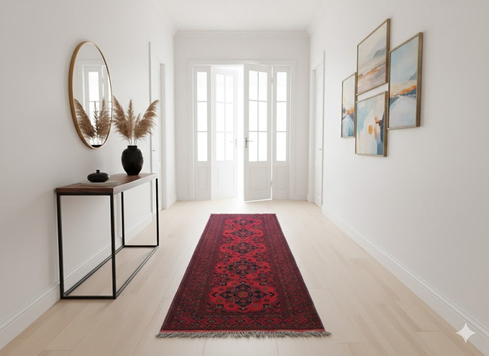 Terkaman Tribal Afghan Oriental Rug, size 2' 9" x 9' 7"  (C)