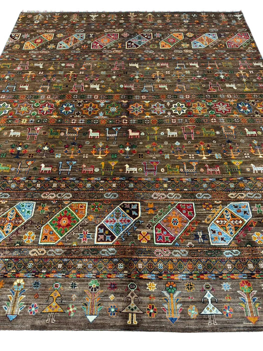 Hand-Knotted Vegetable Dye Bakhtiar Rug from Pakistan,  8' x 10'