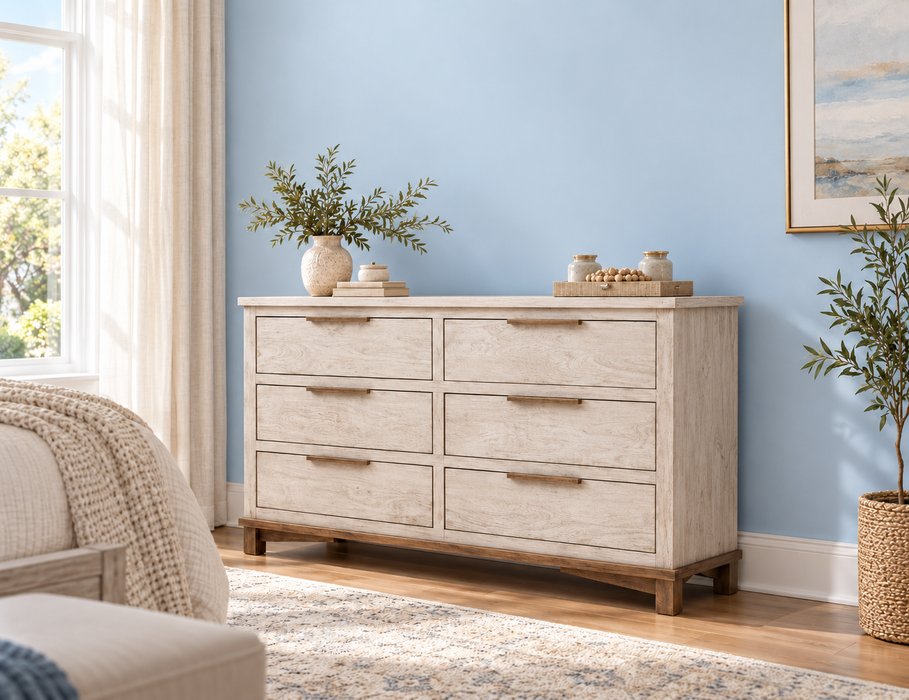 Golden Loft, 6 Drawer, Dresser and Mirror
