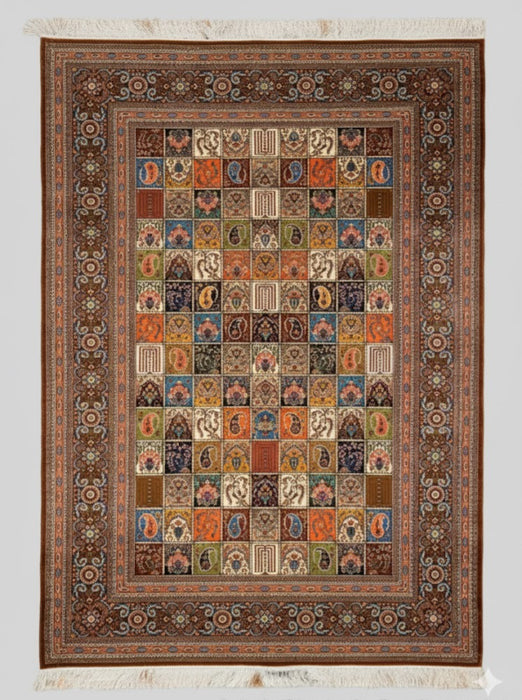 Exquisite 100% Silk Persian Design Rug – Elegant and Luxurious, size  7' x 10'