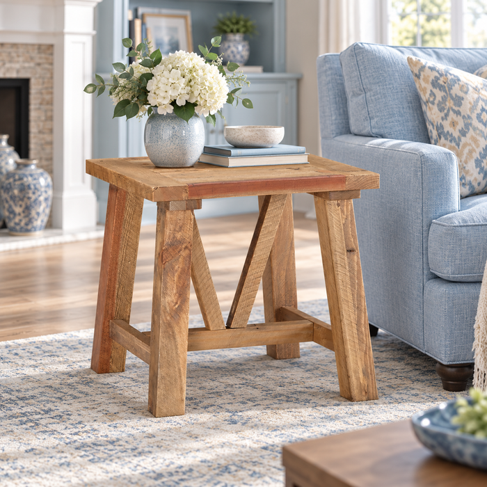 Elm Grove Reclaimed Wood Trestle End Table