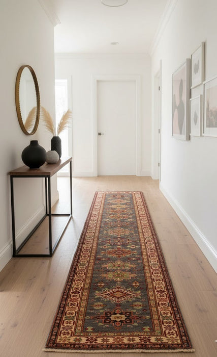 Kazak 100% wool Rug - Runner 2'8" x 13' 2"