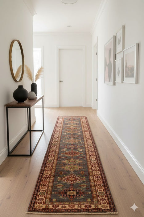 Kazak 100% wool Rug - Runner 2'8" x 13' 2"