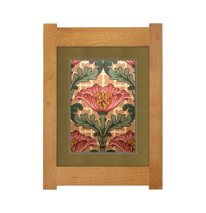 Arts & Crafts Mission Oak Framed Art with Poppy Delight