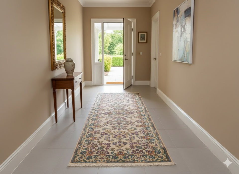 Timeless Beauty, Woven by Hand. Antique Persian Kirman Rug, size 2' 5" x 7' 11"