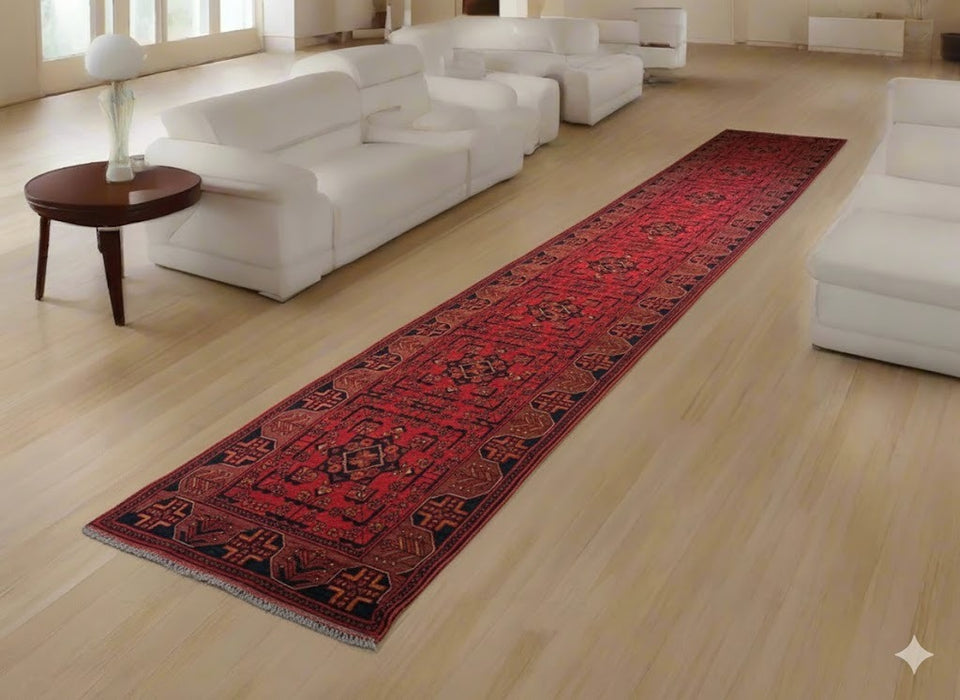 Terkaman Tribal Afghan Oriental Rug, size 2' 5" x 15' 8"  (C)