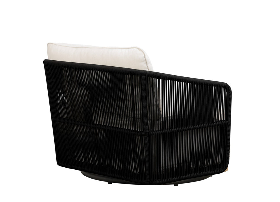 Alpine Teak Wood Modern Swivel Outdoor Arm Chair – Black