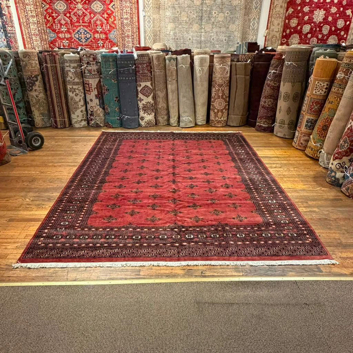 Hand-Knotted Pakistani Bokhara Rug – 100% Wool, size 8' x 10'