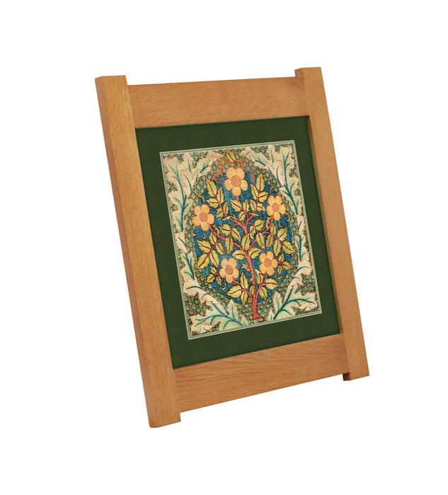 Arts & Crafts Mission Oak Framed Art with Floral Tree
