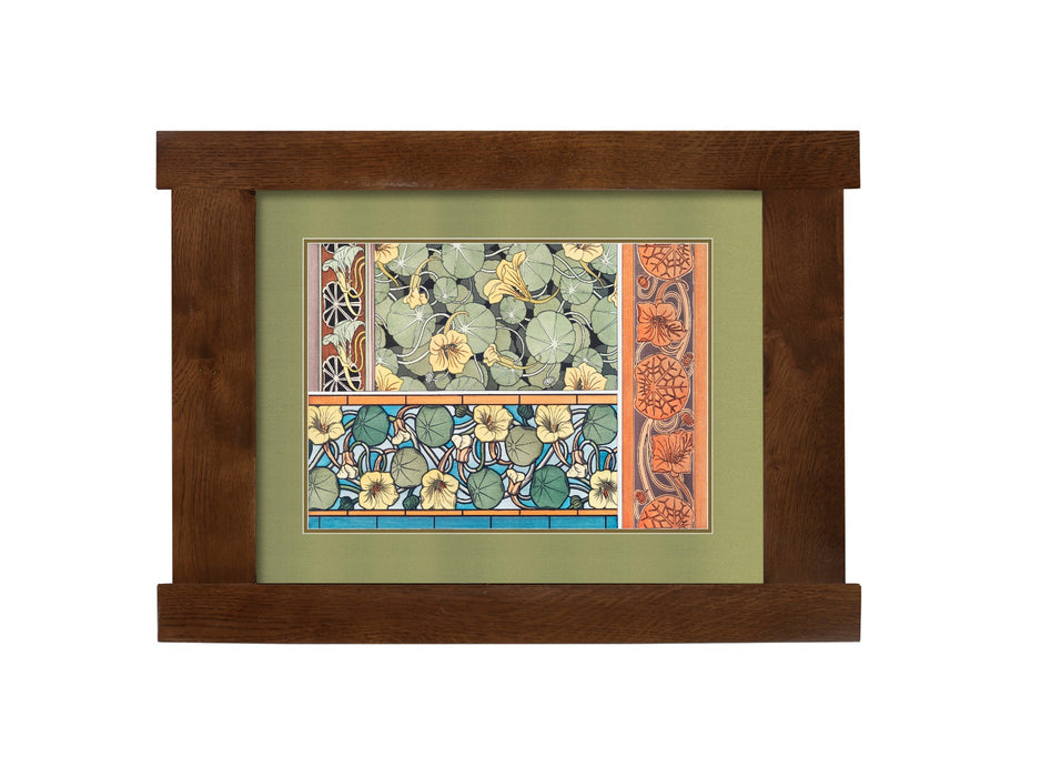 Arts & Crafts Mission Oak Framed Art with Floral Harmony Walnut finish