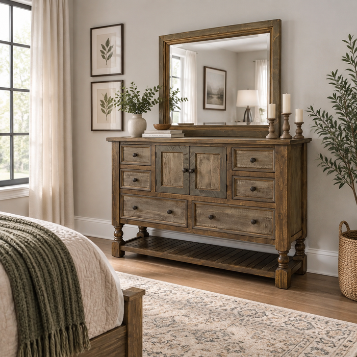 Charlie Solid Pine Wood Rustic Dresser