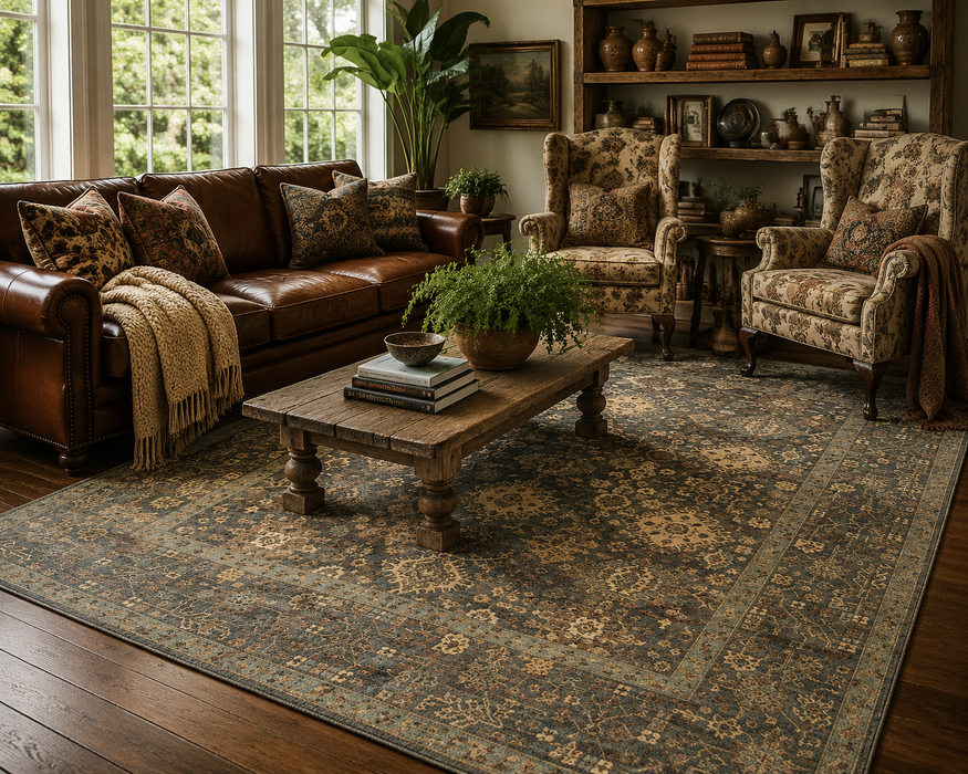 Hand-Knotted Vegetable Dye Agra Rug from Pakistan, 8' 3" x 10' 6"