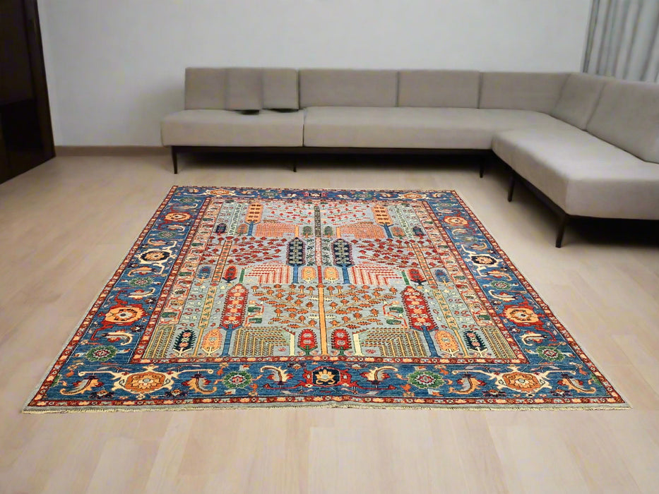 Hand-Knotted Sultanabad Vegetable-Dyed Wool Rug, 8" x 10"  (K)