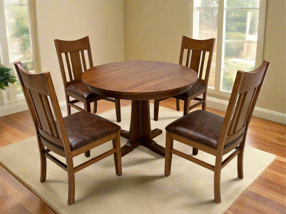 Mission Quarter Sawn Oak Round Dining Table Set - 42"