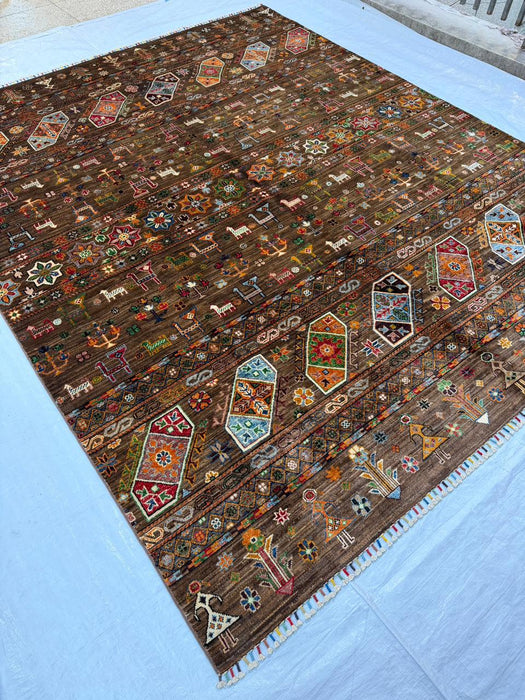 Hand-Knotted Vegetable Dye Bakhtiar Rug from Pakistan,  8' x 10'