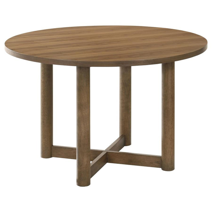 Hearthin 5-Piece 46-Inch Round Wood Dining Table Set – Walnut Finish