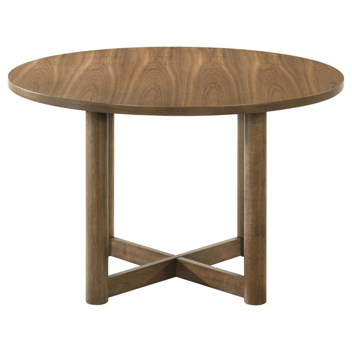 Hearthin 5-Piece 46-Inch Round Wood Dining Table Set – Walnut Finish