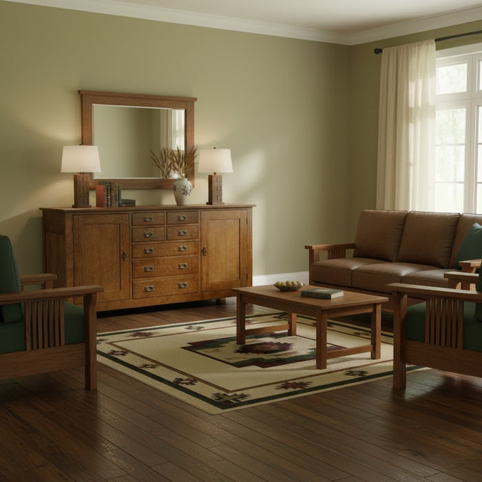 Mission 7 Drawer Sideboard with 2 Doors - Walnut (AW) - 82"