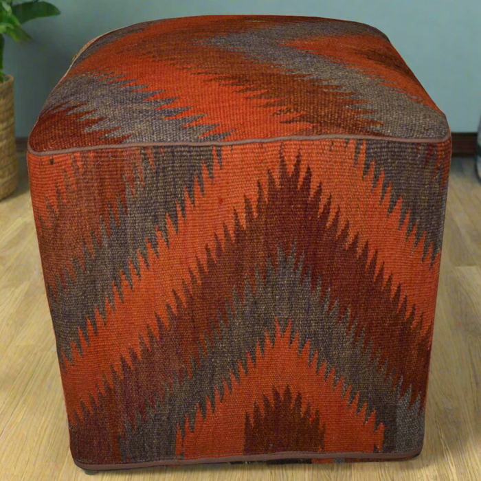 One of a Kind Kilim Rug Pouf Ottoman foot stool - #10