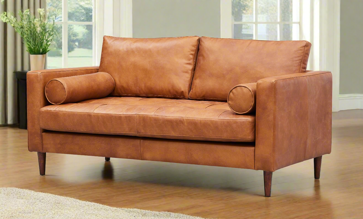 Alamo Top Grain Leather Love Seat - Light Brown