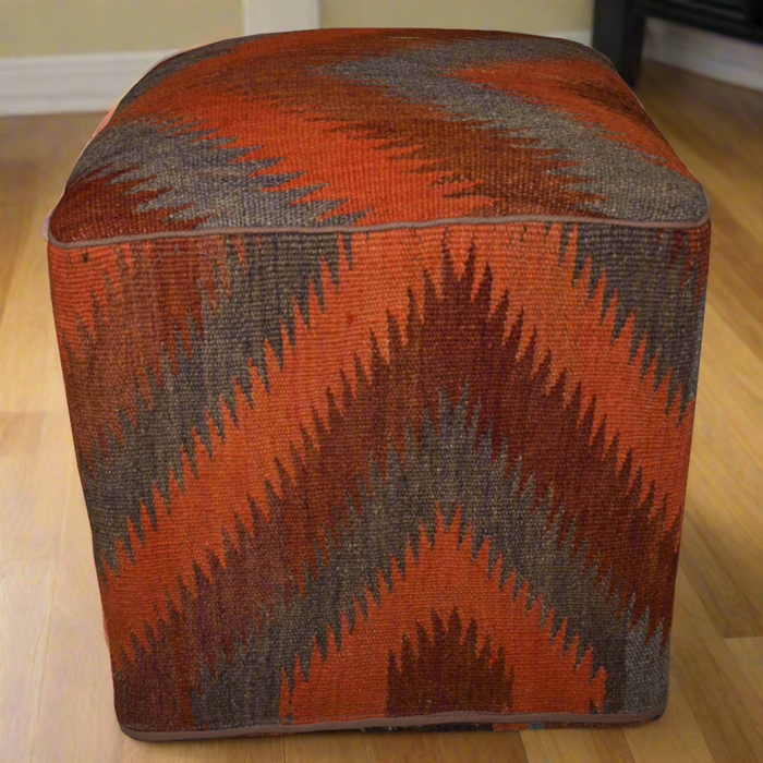One of a Kind Kilim Rug Pouf Ottoman foot stool - #10