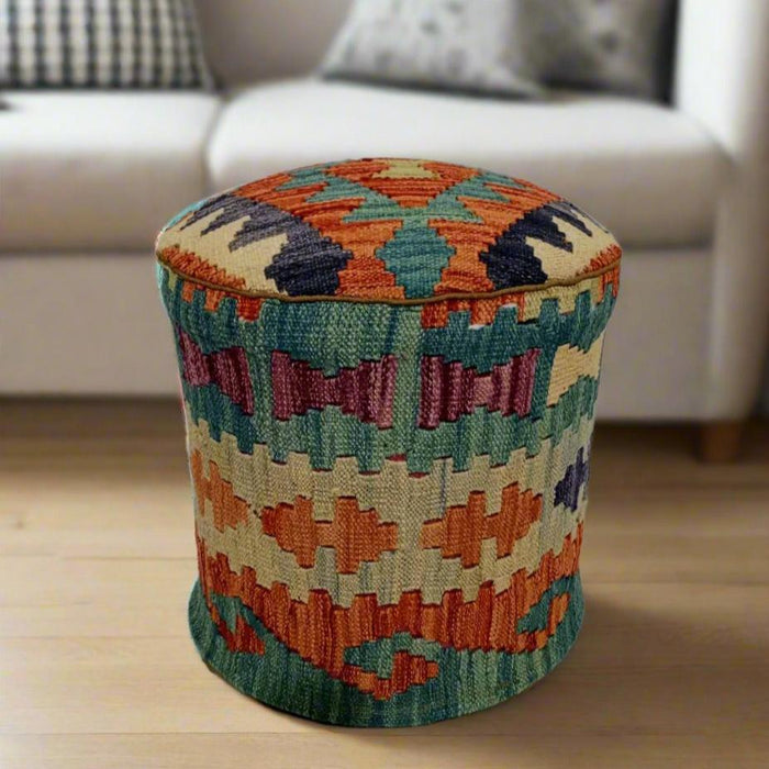 One of a Kind Kilim Rug Pouf Ottoman foot stool #11B