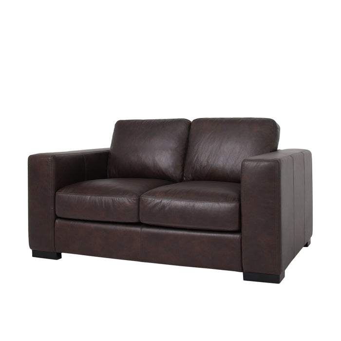 Argento Leather Love Seat - Dark Brown