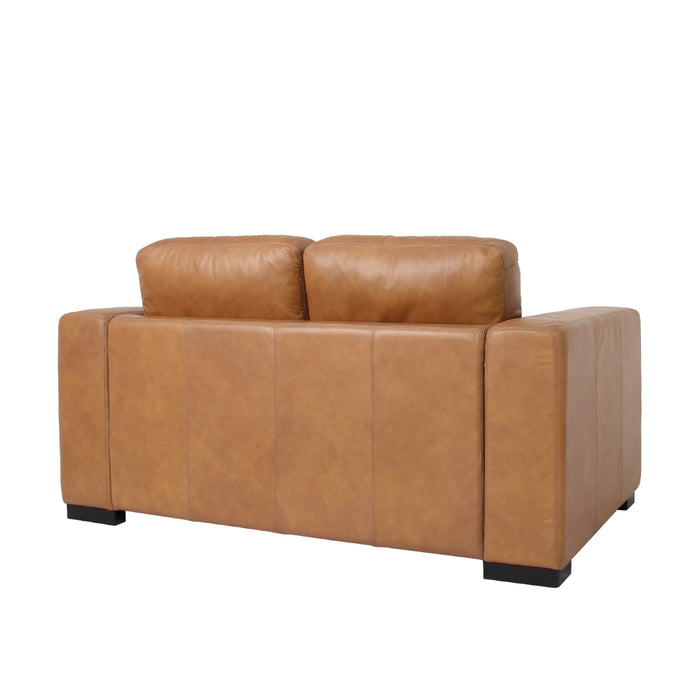 Argento Top Grain Leather Love Seat - Tan