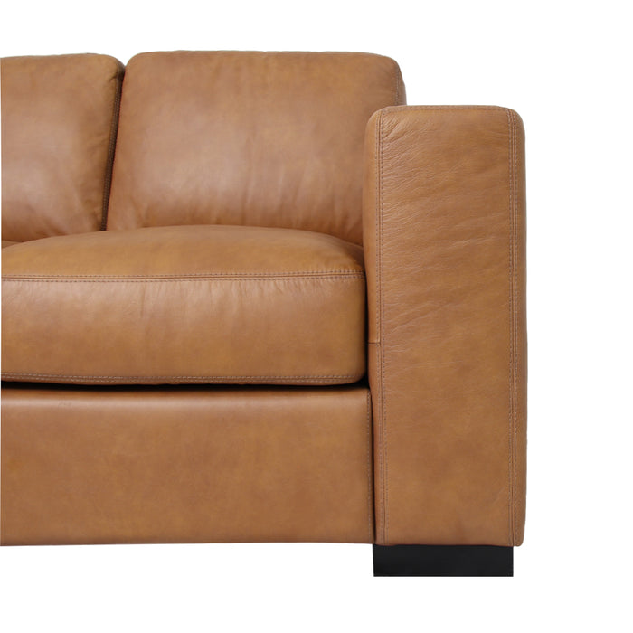 Argento Top Grain Leather Love Seat - Tan